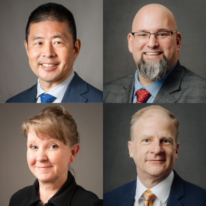Headshots of Dr. David Shabata, Ammar Ammar, Dr. Karen Derefinko, and Dr. Bruce Keisling