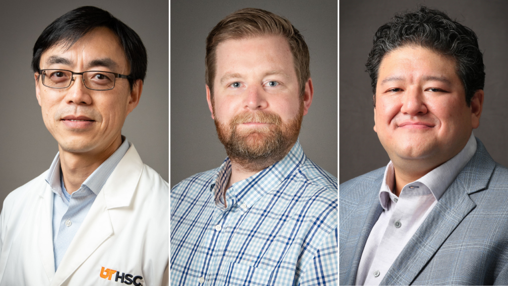Headshots of Dr. Hao Chen, Dr. Brendan Tunstall, and Dr. Dean Kirson