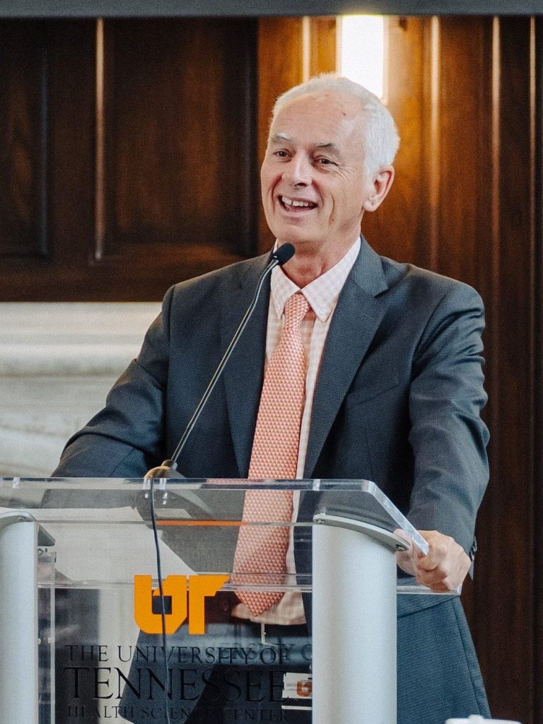 Chancellor Peter Buckley speaking at a board meeting