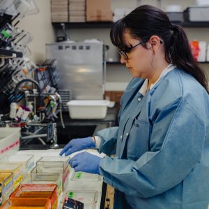 Student using equipment in the Master of Cytopathology Lab