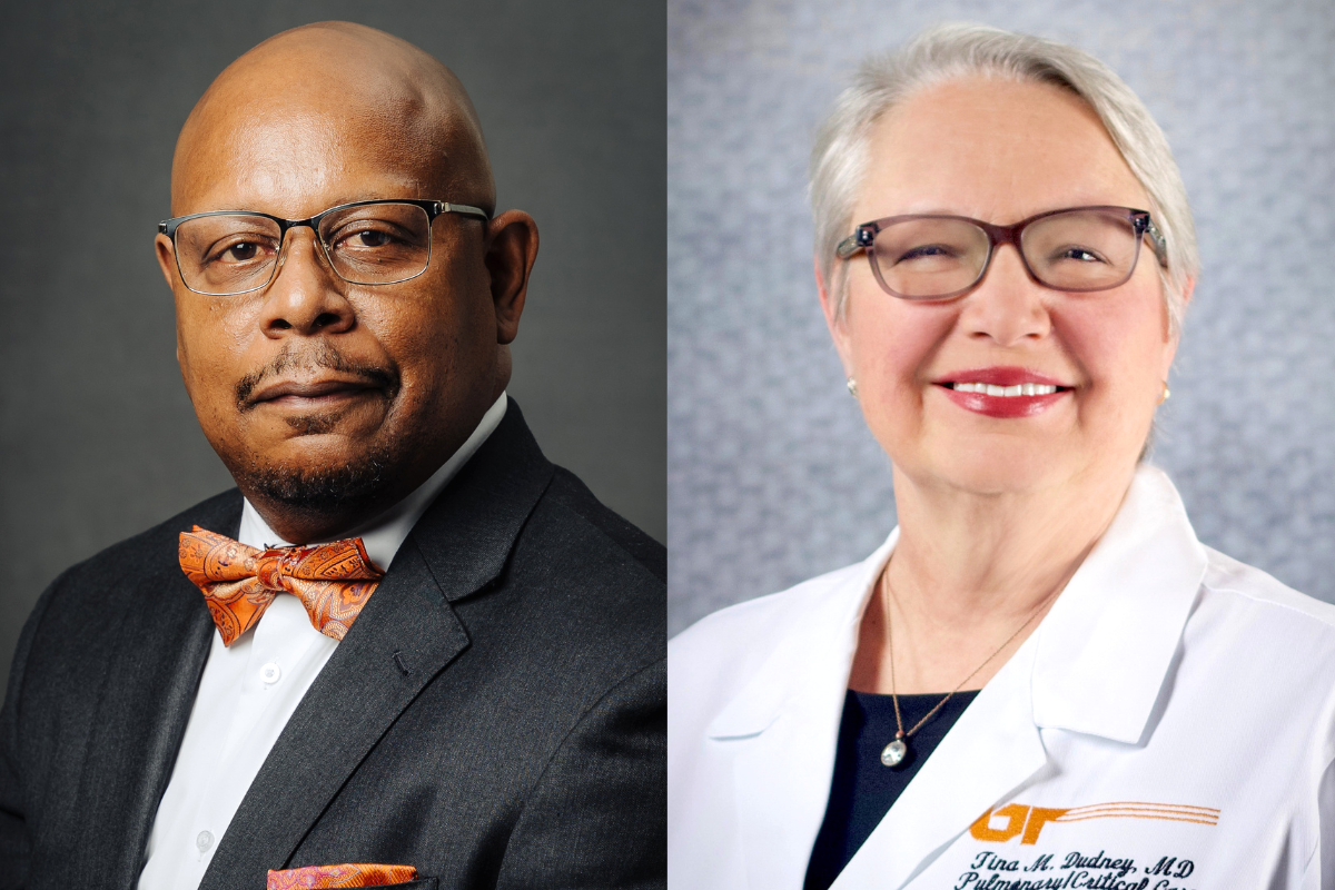 Side-by-side headshots of Edwin Jeffres and Dr. Tina Dudney